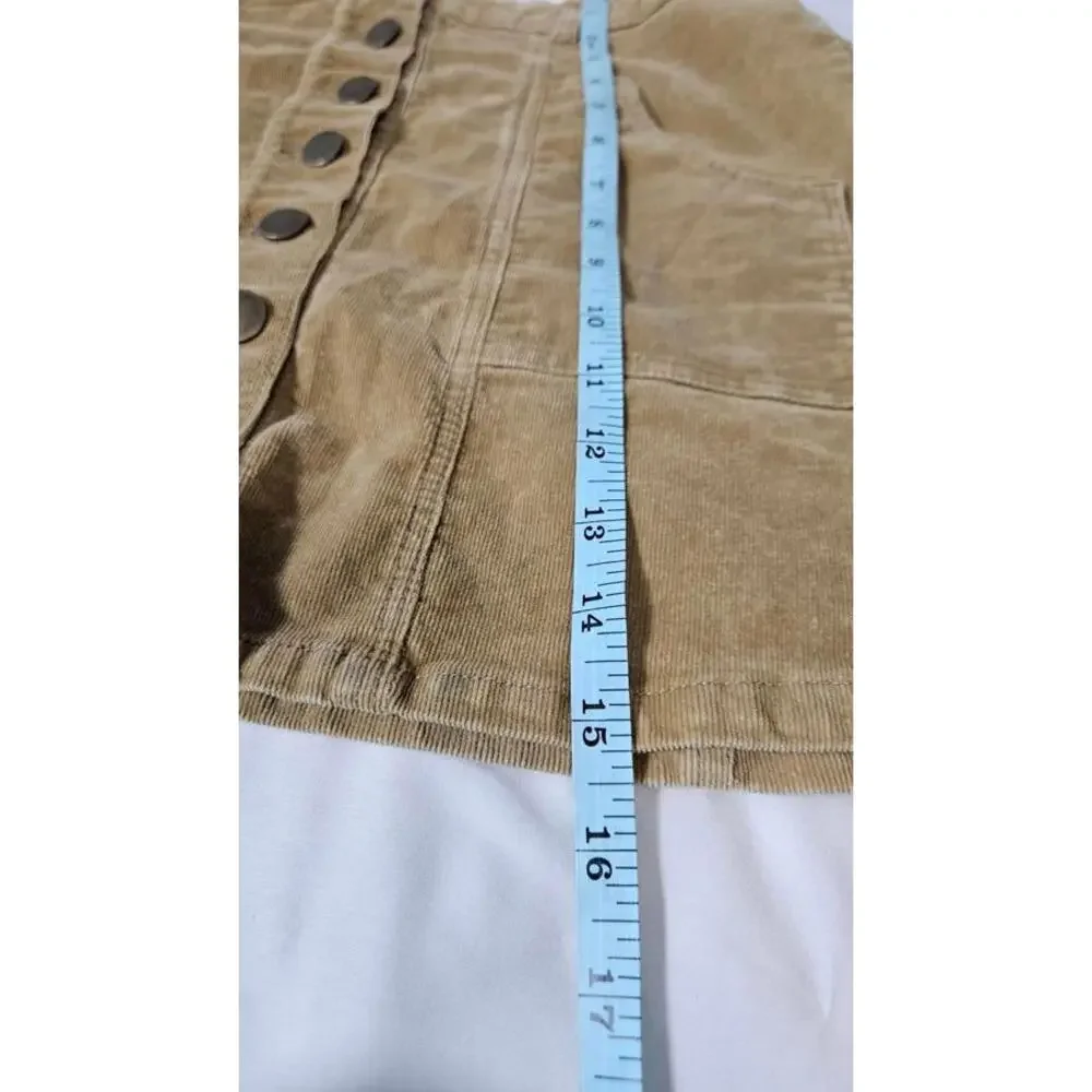 Altar'd State Women's Caramel Corduroy A-Line Skirt with Button Front Size Large